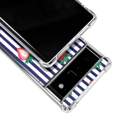 Bouffants and Broken Hearts Strawberries and Stripes Google Pixel 6 Clear Case
